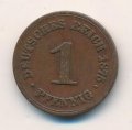 Германия 1 пфенниг 1875 год (B)