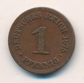 Германия 1 пфенниг 1875 год (B)