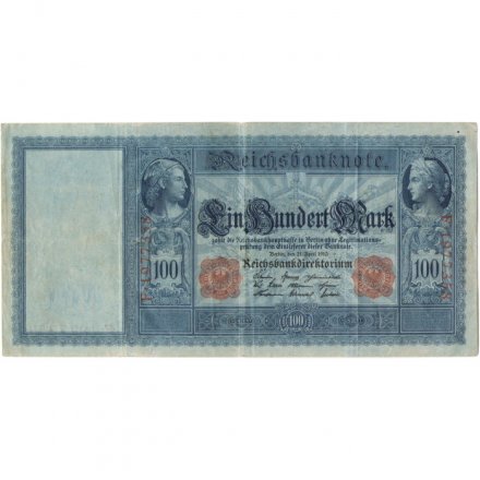 Германия 100 марок 1910 год (красная печать) - VF