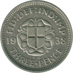 Великобритания 3 пенса 1938 год
