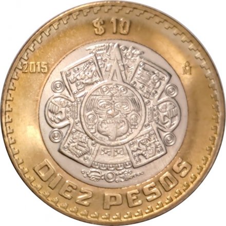 Мексика 10 песо 2015 год UNC