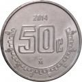 Мексика 50 сентаво 2014 год - Хохлатый сокол
