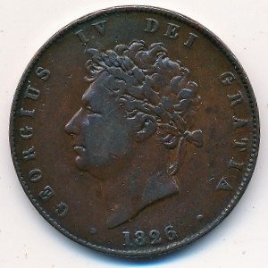 Великобритания 1 фартинг 1826 год
