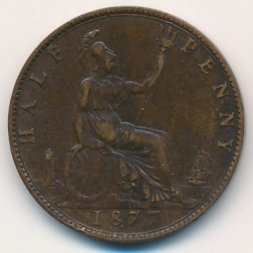 Великобритания 1/2 пенни 1877 год