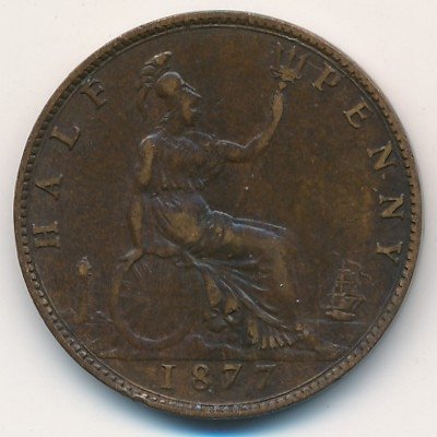 Великобритания 1/2 пенни 1877 год
