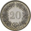 Швейцария 20 раппенов 2015 год 