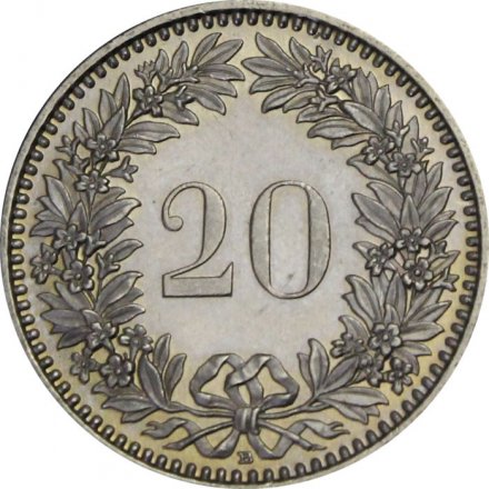 Швейцария 20 раппенов 2015 год 