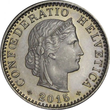 Швейцария 20 раппенов 2015 год 