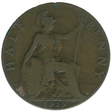 Великобритания 1/2 пенни 1919 год