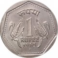 Индия 1 рупия 1985 год - Бомбей, по центру, ниже года