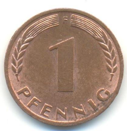 ФРГ 1 пфенниг 1972 год - F