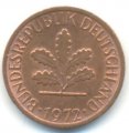 ФРГ 1 пфенниг 1972 год - F