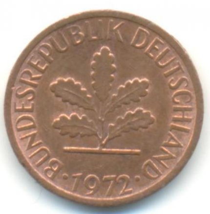 ФРГ 1 пфенниг 1972 год - F