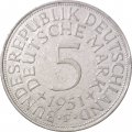 ФРГ 5 марок 1951 - Орёл - Отметка МД &quot;F&quot;
