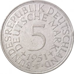 ФРГ 5 марок 1951 - Орёл - Отметка МД "F"