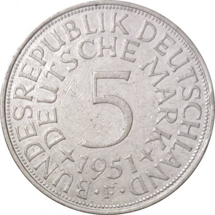 ФРГ 5 марок 1951 - Орёл - Отметка МД &quot;F&quot;