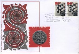 Нидерланды 1 экю 1998 год - Мауриц Корнелис Эшер (в конверте с марками)