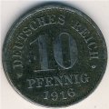 Германия 10 пфеннигов 1916 год - E