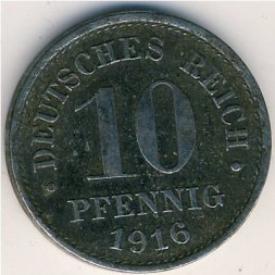 Германия 10 пфеннигов 1916 год - E