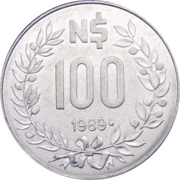 Уругвай 100 новых песо 1989 год