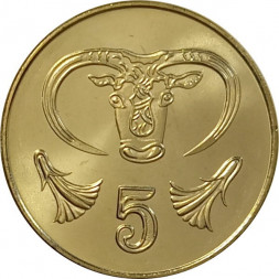 Кипр 5 центов 2004 год - Голова быка (UNC)