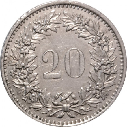 Швейцария 20 раппенов 1976 год