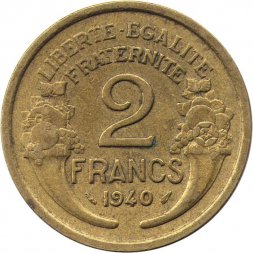 Франция 2 франка 1940 год