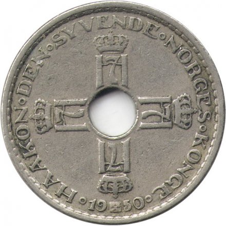 Норвегия 1 крона 1950 год - Король Хокон VII
