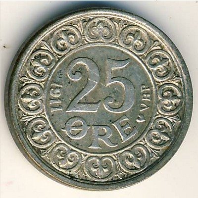 Дания 25 эре 1911 год