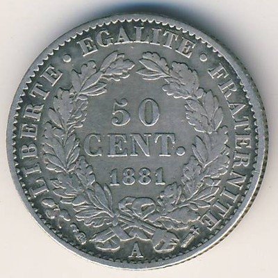 Франция 50 сантимов 1881 год