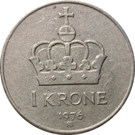 Норвегия 1 крона 1976 год - Король Улаф V
