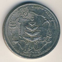 Австралия 20 центов 2001 год - 100-летие Федерации. Остров Норфолк
