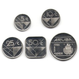 Набор из 5 монет Аруба 1986 год