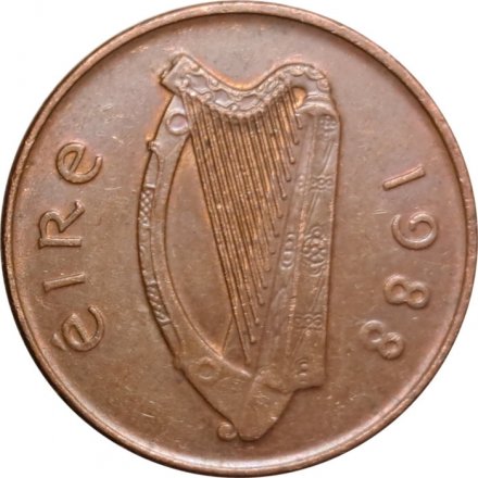 Ирландия 2 пенса 1988 год - Птица. Ирландская арфа (магнетик)