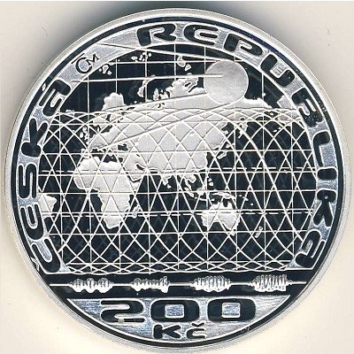 Чехия 200 крон 2007 год - 50-летие запуска первого искусственного спутника Земли