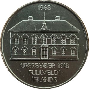 Исландия 50 крон 1968 год - 50-летие независимости