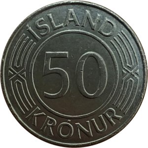 Исландия 50 крон 1968 год - 50-летие независимости