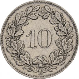 Швейцария 10 раппенов 1964 год