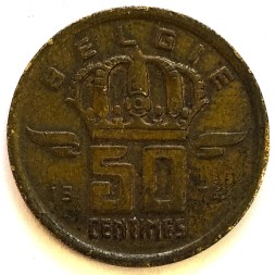 Бельгия 50 сентим 1974 год BELGIE