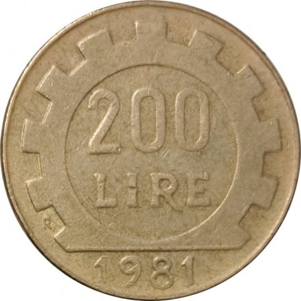 Италия 200 лир 1981 год