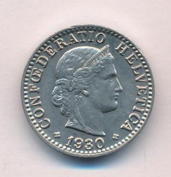 Швейцария 20 раппенов 1930 год