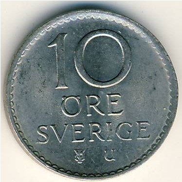 Швеция 10 эре 1971 год