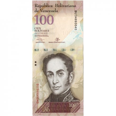 Венесуэла 100 боливаров 2013 год - Портрет Симона Боливара. Огненный чиж - UNC