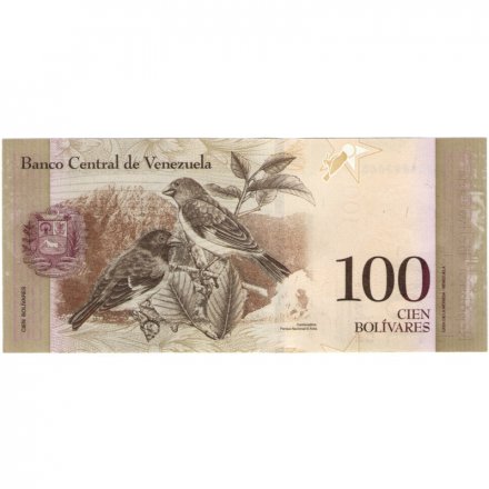 Венесуэла 100 боливаров 2013 год - Портрет Симона Боливара. Огненный чиж - UNC