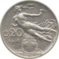 Италия 20 чентезимо 1908 год
