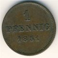 Бавария 1 пфеннинг 1851 год