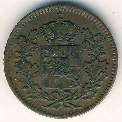 Бавария 1 пфеннинг 1851 год