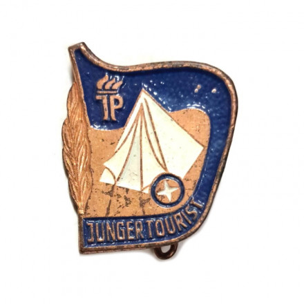 Значок ГДР. Junger tourist. Юный турист. Пионерия (бронзовый)