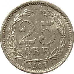 Швеция 25 эре 1907 год
