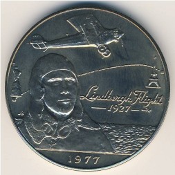 Монета Самоа 1 тала 1977 год - Первый перелёт через Атлантический океан